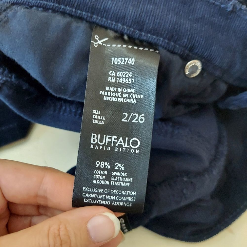 Buffalo David Bitton Blue Corduroy Pants Supreme Mid Rise Skinny Stretch Sz 2 - Picture 5 of 10